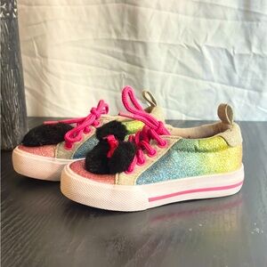 Disney Junior Minnie Mouse Rainbow Blue Pink Purple Glitter Shoes Size 8 Girls